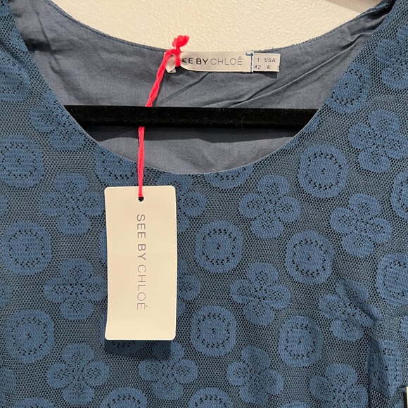 NWT See By Chloe Blue Midi Sleeveless Dress - Picture 3 of 5